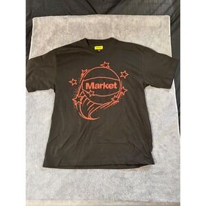Market Basketball Stars Graphic T-Shirt Mens Large Black Orange Streetwear Tee